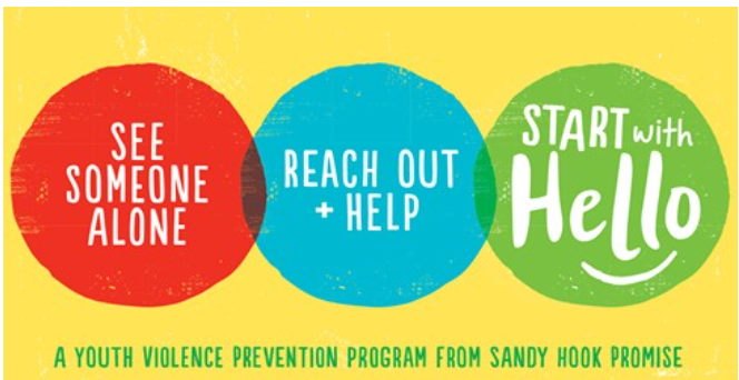 see someone along, reach out + help, start hello, a youth violence prevention program from sandy hook promise 